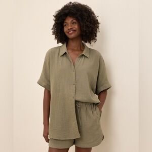 Pact Women’s Khaki Green Coastal Double Gauze Set